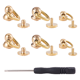 Brass Jewelry Box Drawer Handles, Cabinet Ring Pulls Handles, with Iron Screwdriver, with Plastic Handle