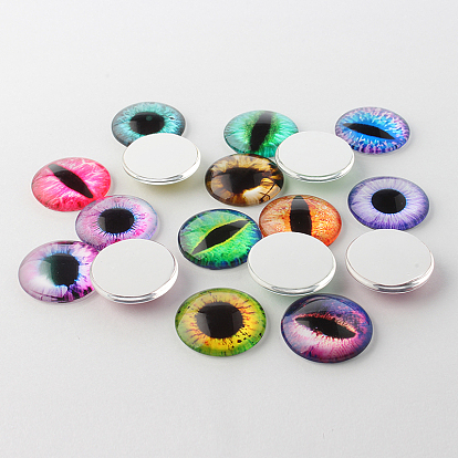 Waterproof Half Round/Dome Dragon Eye Printed Glass Cabochons