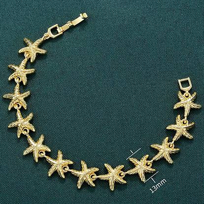 Летние пляжные браслеты-цепочки из латуни с морскими звездами