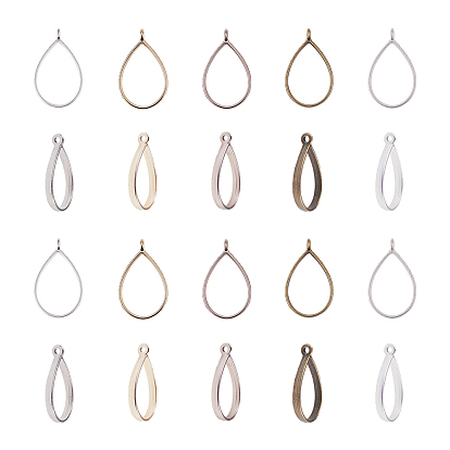 Alloy Open Back Bezel Pendants, Matte, For DIY UV Resin, Epoxy Resin, Pressed Flower Jewelry, Drop, Lead Free & Nickel Free