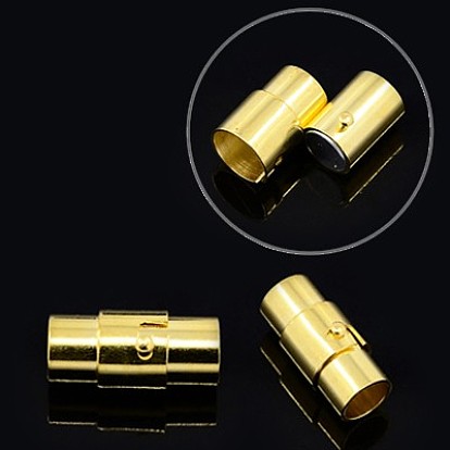Brass Locking Tube Magnetic Clasps, Column, 17x7mm, Hole: 6mm