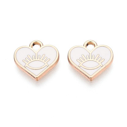 Подвески из эмали и сплава, стойки покрытие, сердце с очаровательными глазами, золотые