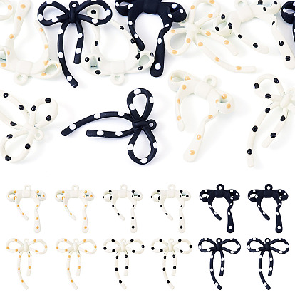 12 шт. 6 стили эмалевые подвески из сплава, окрашенные распылением, подвески-бантики с узором в горошек