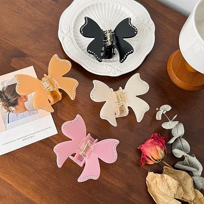 Заколки для волос из ацетата целлюлозы и железных когтей, стразы для волос для женщин и девочек, бабочка