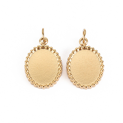 304 Настройки кабошон из нержавеющей стали кулон, с прыжковых колец, овальные