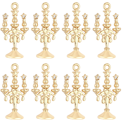 10 colgantes de circonita cúbica micro pavé de latón, amuletos para candelabros