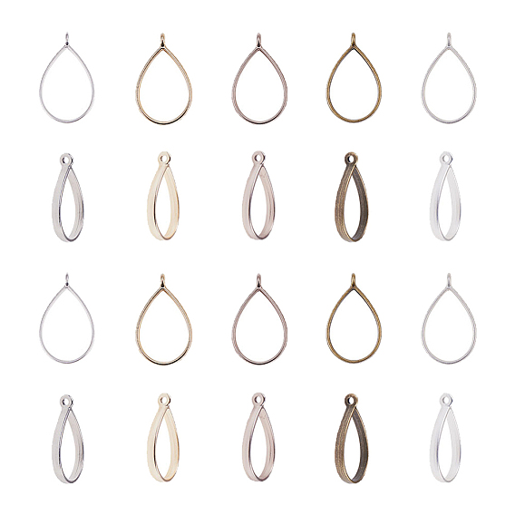 Alloy Open Back Bezel Pendants, Matte, For DIY UV Resin, Epoxy Resin, Pressed Flower Jewelry, Drop, Lead Free & Nickel Free