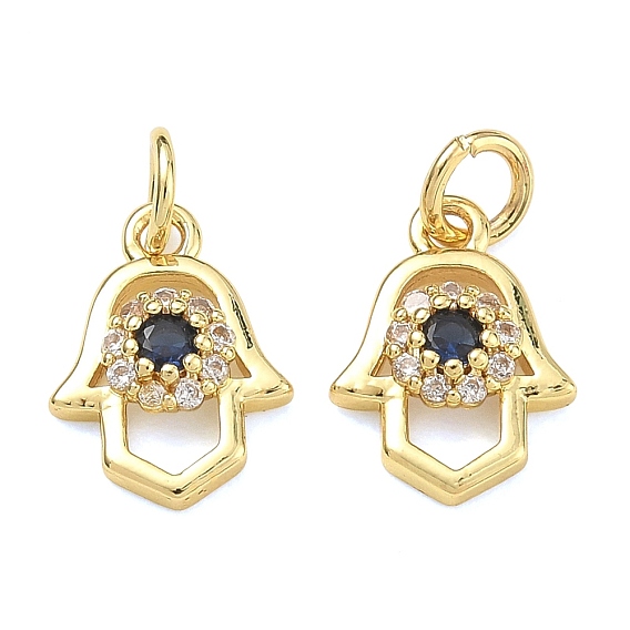 Латунные подвески с микропаве морского синего циркония, hamsa hand charms