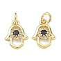 Латунные подвески с микропаве морского синего циркония, hamsa hand charms