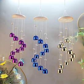 Alloy Bell Wind Chimes, with Wood Board, Hanging Ornaments