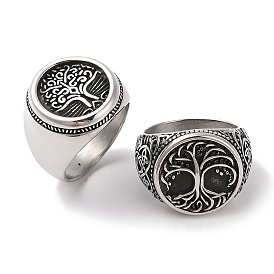 304 круглые кольца из нержавеющей стали с печаткой «Древо жизни» для мужчин