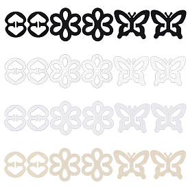 Nbeads 72Pcs 12 Style PP Plastic Buckles, Stealth Buckle, Underwear Accessories, 8-shaped & Flower & Butterfly