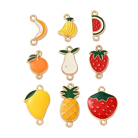 Fruit Theme Alloy Enamel Connector Charms, Light Gold