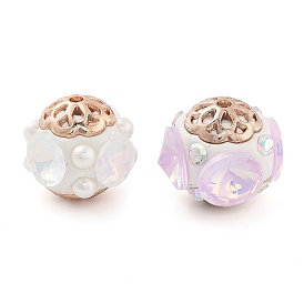 Индонезийские бусины ручной работы, со сплавом, абс пластмасса, смола и стекло, круглые