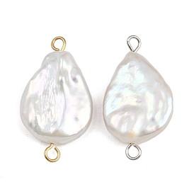 Подвески-капельки из натурального пресноводного жемчуга Кеши, с 304 двойными петлями из нержавеющей стали, белые