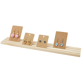 3-Slot Wood Slotted Display Stands, for Display Cards, Rectangle