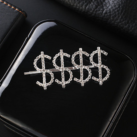 Accessoires minimalistes pour cheveux en diamant - ensemble clip chaîne et barrette lettre h (hs