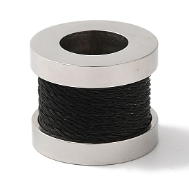 304 из нержавеющей стали бусы, бусины с большим отверстием, Рифленые бусины, колонка