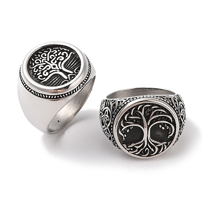 304 круглые кольца из нержавеющей стали с печаткой «Древо жизни» для мужчин