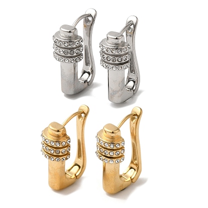 Серьги-кольца из нержавеющей стали и страз для женщин