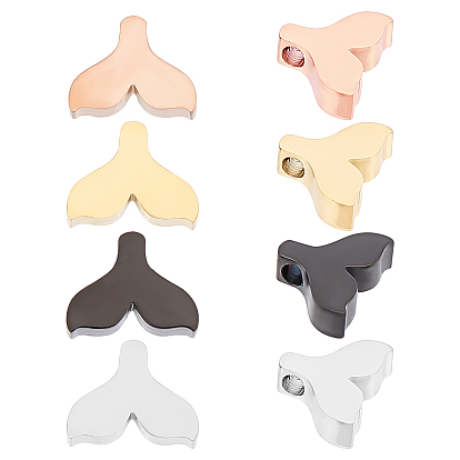 8Pcs 4 Colors 304 Stainless Steel Charms Ion Plating(IP), Fishtail