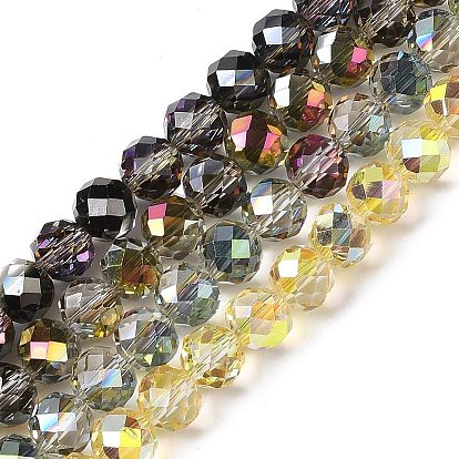 Полупозолоченные нити гальванических бусин, граненые, круглые