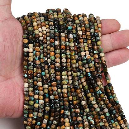 Хубэй природных бирюзовый бисер нитей, граненые, кубические