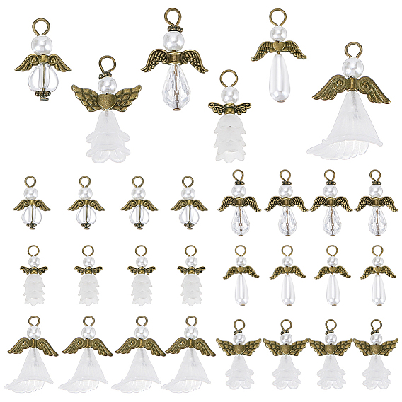 48шт. 6 стили акриловые и сплавные подвески, ангельские прелести