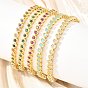 Brass Pave Heart Cubic Zirconia Link Chain Bracelets, Rack Plating, Long-Lasting Plated, Real 18K Gold Plated, Lead Free & Cadmium Free