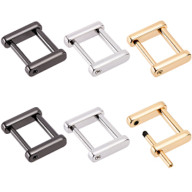 6Pcs 3 Colors Alloy Screw Shackle, Bag Adjustable Buckles for Bag Strap Connector, Rectangle