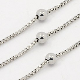 304 acier inoxydable chaînes vénitiens, soudé, chaîne de boîte, chaîne de décoration, avec des perles de boule, 1.2mm