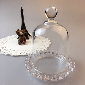 Glass Dome Cover, Decorative Display Case, Cloche Bell Jar Terrarium with Glass Base