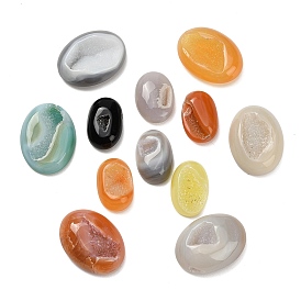 Овальный натуральный агатовый орнамент с друзами, фигурка для украшения дома, фэншуй декор, окрашенная и подогревом