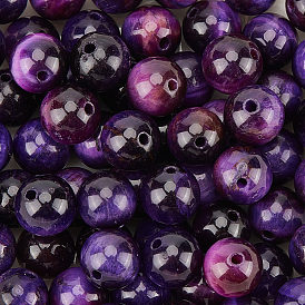 60шт натуральные бусины тигровый глаз, окрашенная и подогревом, круглые