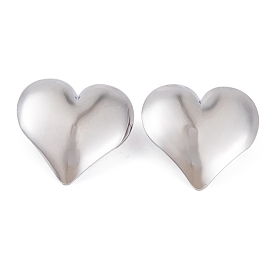 304 boucles d'oreilles en acier inoxydable pour femmes, cœur