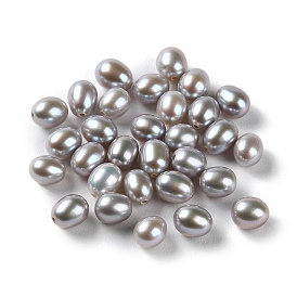 Dyed Natural Cultured Freshwater Pearl Beads, Half Drilled, Rice, Grade 5A