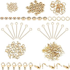 Jewelry Findings Kit, with 304 Stainless Steel Lobster Claw Clasps, Jump Rings, Eye Pins, Bead Tips and Spacer Beads