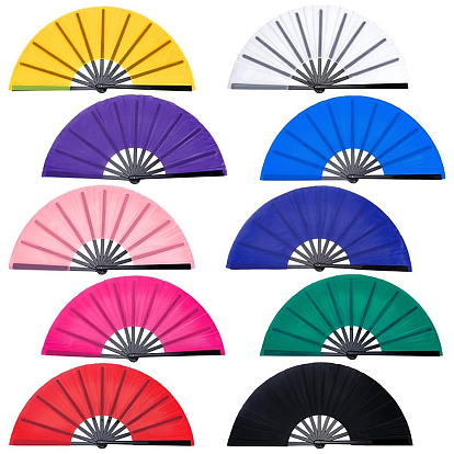 10Pcs 10 Styles Polyester Fan Display Decorations, with Plastic, for Home Office Desktop Decoration