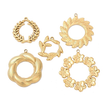 304 подвески из нержавеющей стали, ионное покрытие (ip), амулет лист/цветок