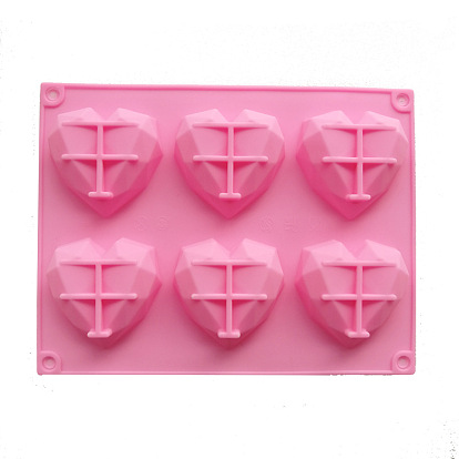 Silicone Heart-shaped Molds Trays, with 6 Cavities, Reusable Bakeware Maker, for Fondant Baking Chocolate Candy Making