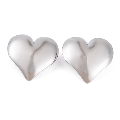 304 boucles d'oreilles en acier inoxydable pour femmes, cœur
