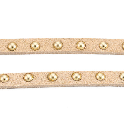 Faux Suede Cord, with Golden Tone Alloy Rivet, For Punk Rock Jewelry Making