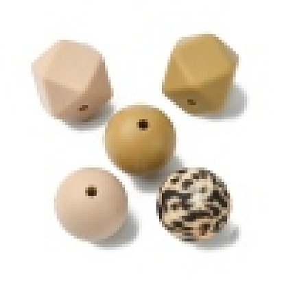 Round/Polygon Silicone Focal Beads, Chewing Beads For Teethers, DIY Nursing Necklaces Making