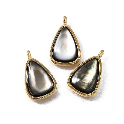 Оболочки губ натуральный черный подвески, подвески-слезинки с 304 фурнитурой из нержавеющей стали, ионное покрытие (ip)