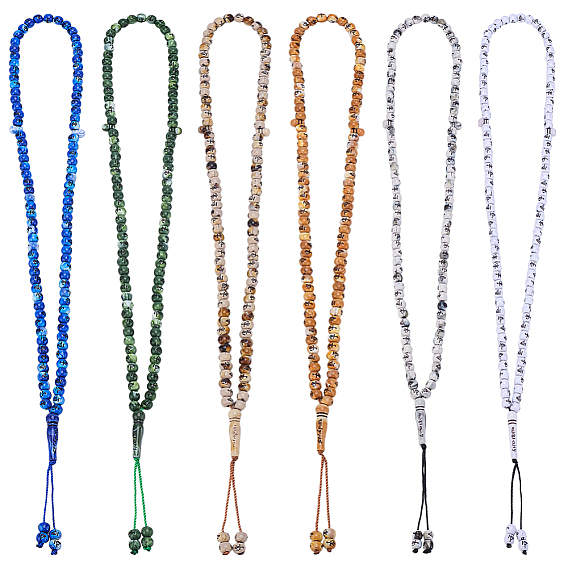 6шт. 6 цвета мусульманские акриловые круглые четки браслеты, браслеты из бисера мала для мужчин и женщин