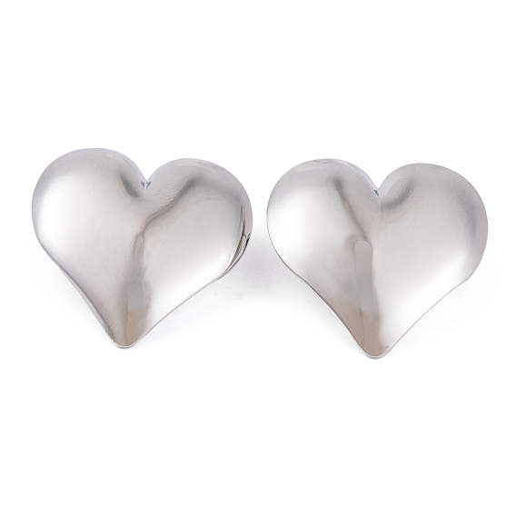 304 boucles d'oreilles en acier inoxydable pour femmes, cœur
