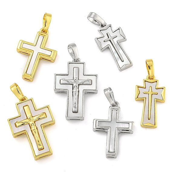 Латунные подвески с ракушкой, без кадмия и без свинца, крест прелести