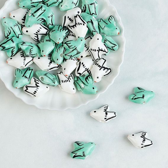 Фарфоровые бусины ручной работы, птица, пастельный фарфор