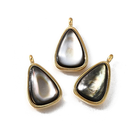 Оболочки губ натуральный черный подвески, подвески-слезинки с 304 фурнитурой из нержавеющей стали, ионное покрытие (ip)