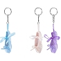 4Pcs 4 Colors Ballet Shoes Polyester Keychains, with Iron Key Rings, Platinum